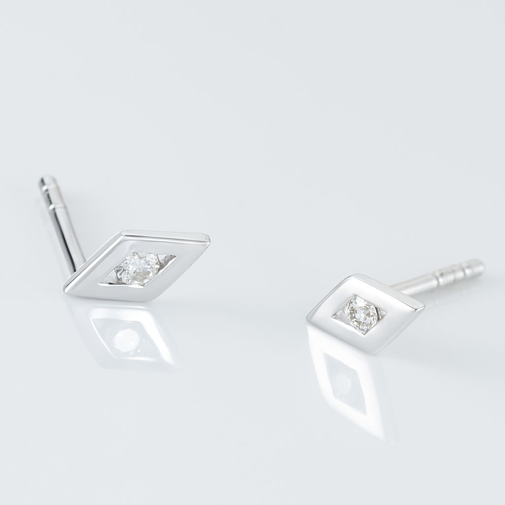 Boucles D'oreilles Puces Eirena Or Blanc Diamant - Clous d'oreilles Femme | Histoire d’Or
