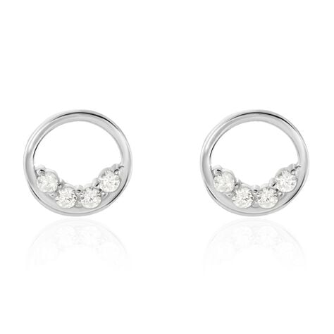Boucles D'oreilles Puces Argent Blanc Vivence Oxydes De Zirconium - Boucles d'oreilles fantaisie Femme | Histoire d’Or