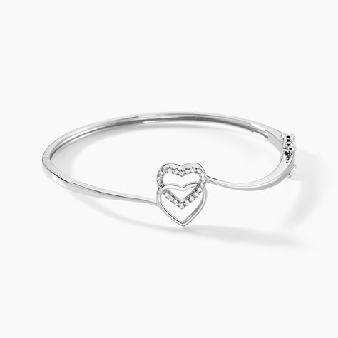Bracelet Jonc Veronike Argent Blanc Oxyde De Zirconium - Bracelets Coeur Femme | Histoire d’Or