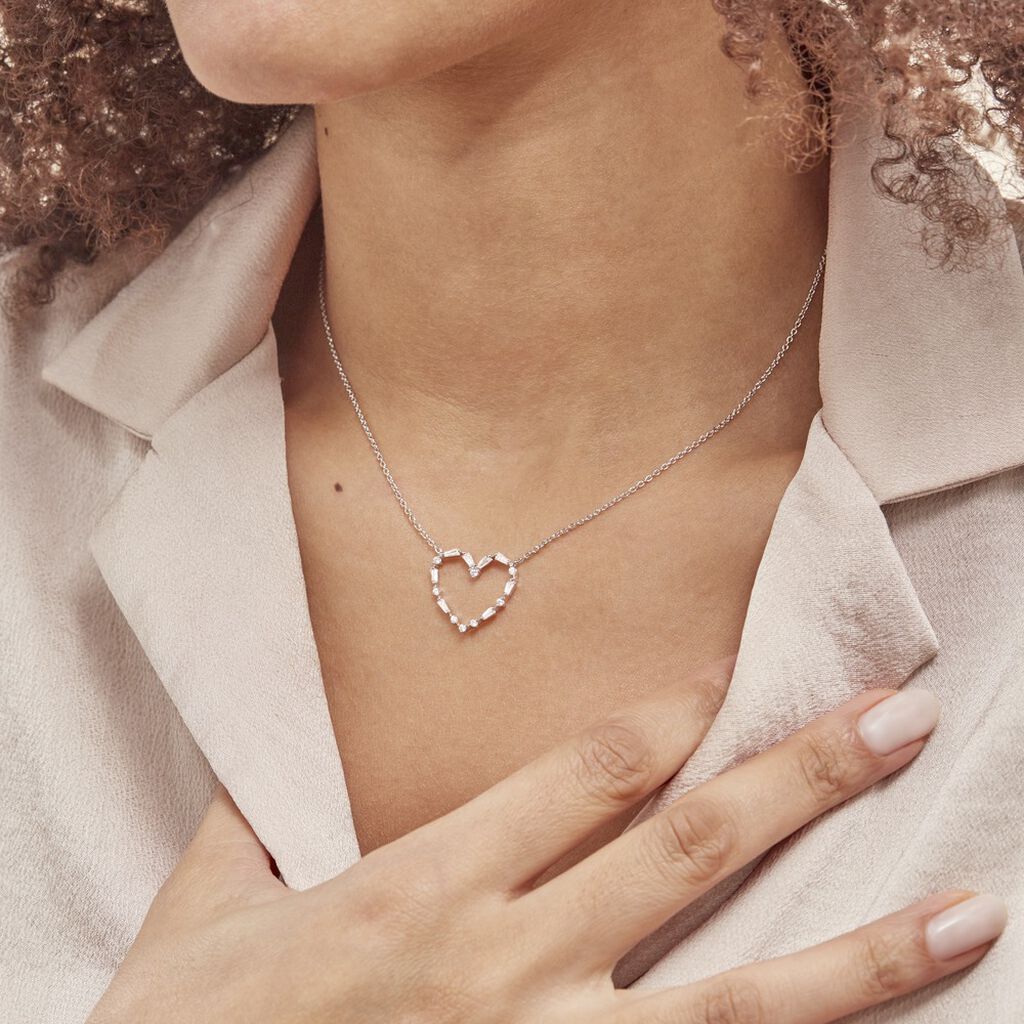 Collier Argent Gaucher Oxydes De Zirconium - Colliers fantaisie Femme | Histoire d’Or