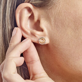 Boucles D'oreilles Pendantes Berangere Double Cercles Or Bicolore - Boucles d'oreilles pendantes Femme | Histoire d’Or