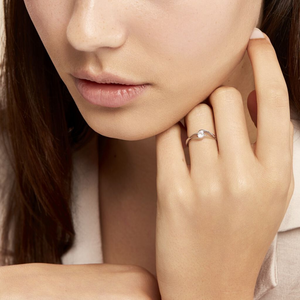 Bague Lysie Argent Blanc Oxyde De Zirconium - Bagues solitaires Femme | Histoire d’Or
