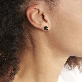 Boucles D'oreilles Puces Orbe Argent Blanc Céramique - Boucles d'oreilles fantaisie Femme | Histoire d’Or