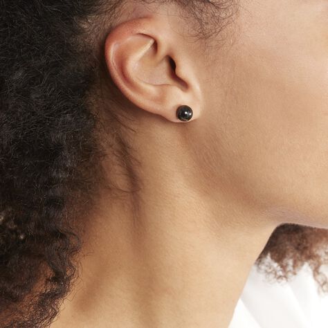 Boucles D'oreilles Puces Orbe Argent Blanc Céramique - Boucles d'oreilles fantaisie Femme | Histoire d’Or