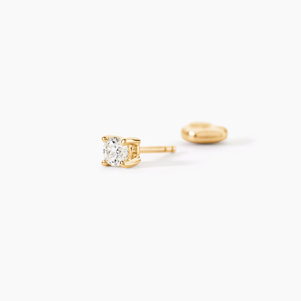 Boucles D'Oreilles Puces One Or Jaune Diamants - Boucles d'oreilles pierres pr&eacute;cieuses Femme | Histoire d&rsquo;Or
