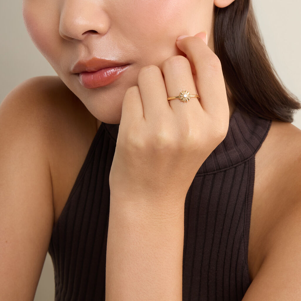 Bague Sunrays Plaqu&eacute; Or Jaune Oxyde De Zirconium - Bagues avec pierre Femme | Histoire d&rsquo;Or