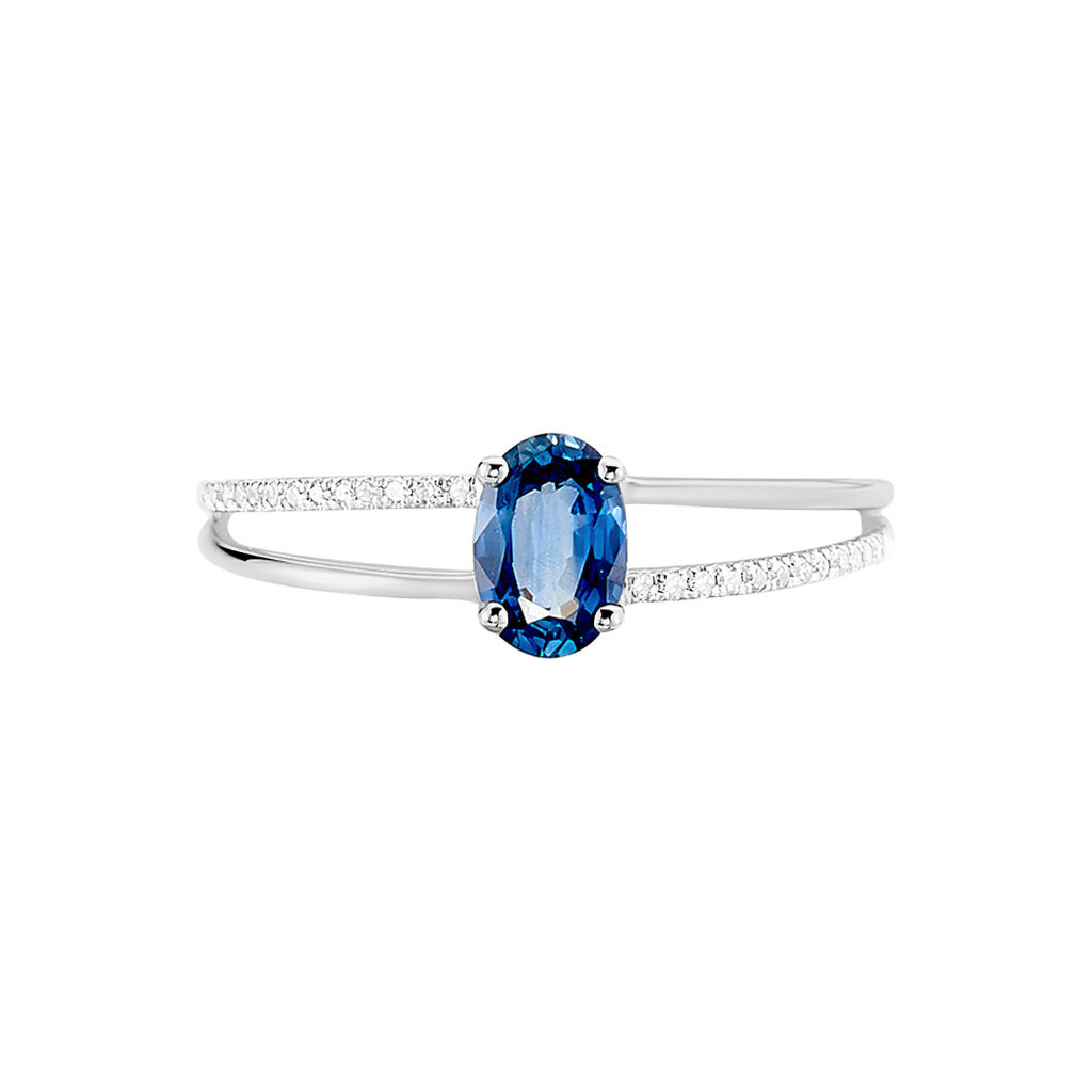 Bague Alyse Or Blanc Saphir Et Diamant - Bagues solitaires Femme | Histoire d’Or