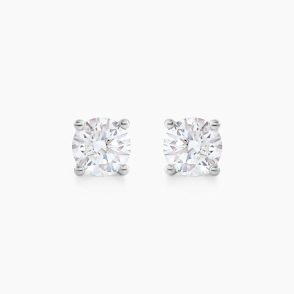 Boucles D'oreilles Puces Aphrodite Or Blanc Diamant - Clous d'oreilles Famille | Histoire d’Or