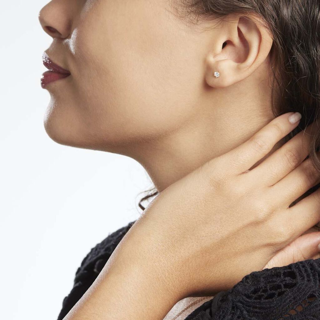 Boucles D'oreilles Puces Aconit Or Jaune Oxyde - Clous d'oreilles Femme | Histoire d’Or