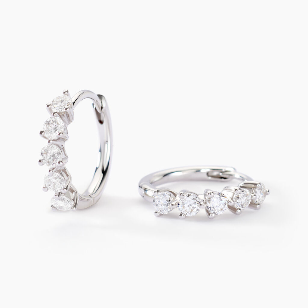Créoles Katana Or Blanc Diamant Synthétique - Boucles d'oreilles créoles Femme | Histoire d’Or