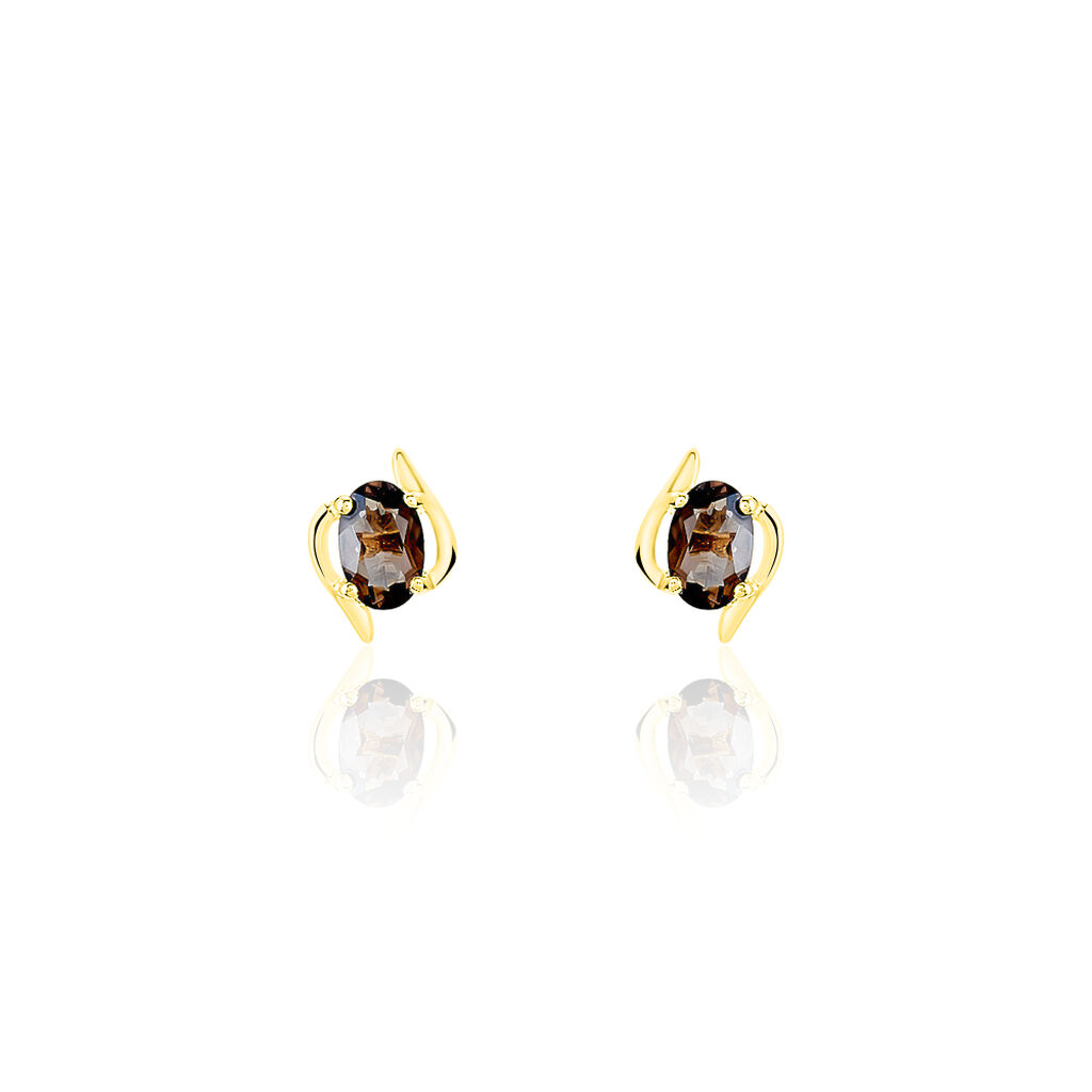 Boucles D'oreilles Puces Vrille Ovale Or Jaune Quartz