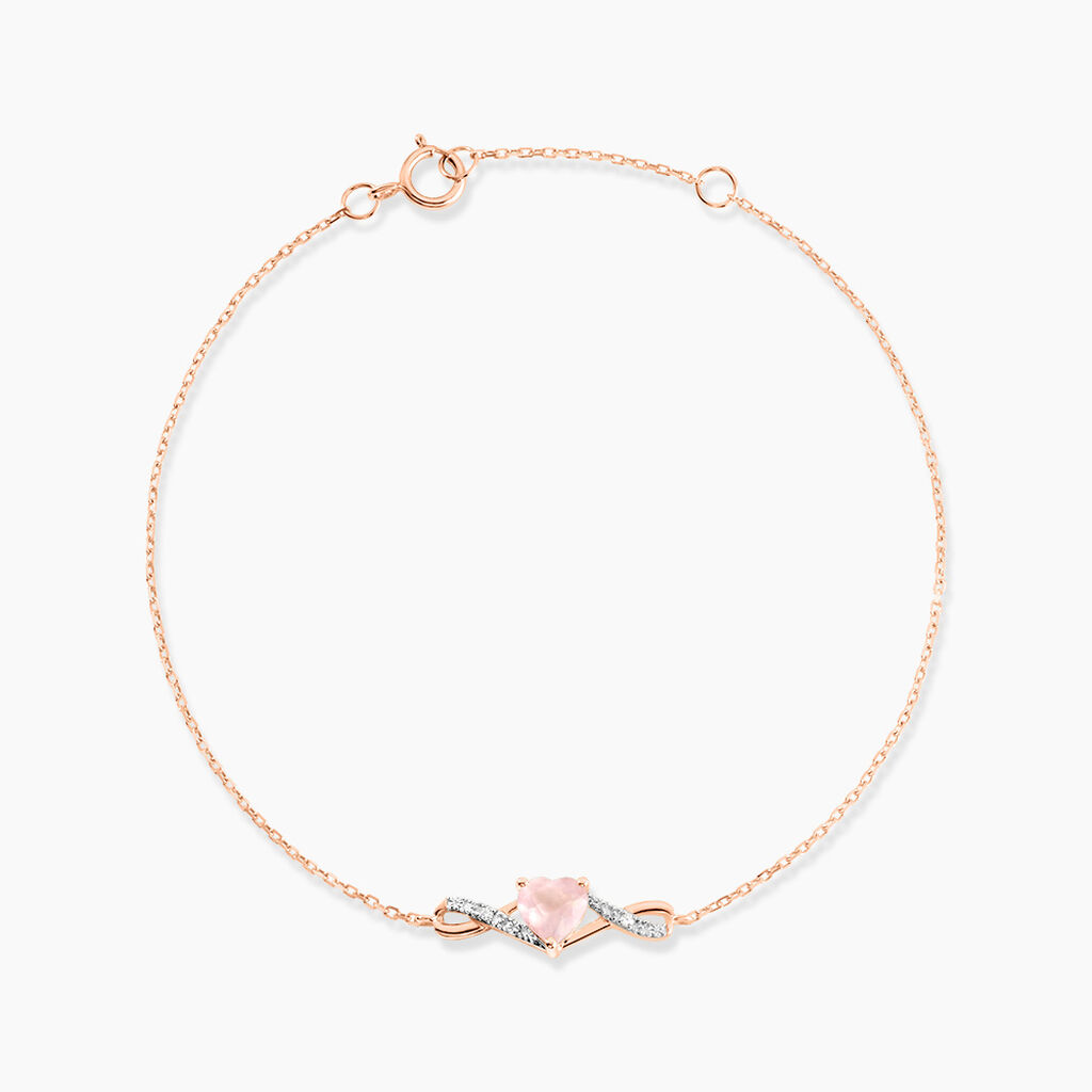 Bracelet Clothilde Or Rose Quartz Oxyde De Zirconium - F&ecirc;te des m&egrave;res Femme | Histoire d&rsquo;Or