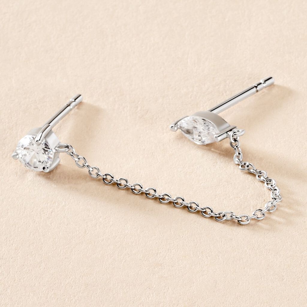 Bijou D'oreille Unitaire Eclat D'Aurore Argent Blanc Oxyde De Zirconium - Piercings d'oreilles Femme | Histoire d&rsquo;Or