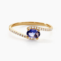 Bague Loriane Or Jaune Iolite Et Oxyde De Zirconium