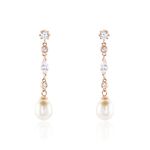 Boucles D'oreilles Pendantes Lynes Argent Rose Perle De Culture - Boucles d'oreilles fantaisie Femme | Histoire d&rsquo;Or