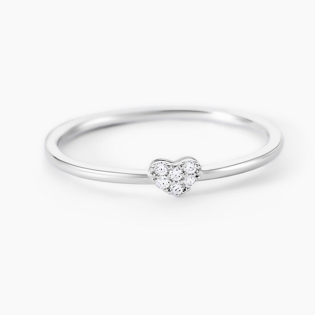 Bague Accumulation Coeur Argent Blanc Oxyde De Zirconium - Bagues avec pierre Femme | Histoire d&rsquo;Or