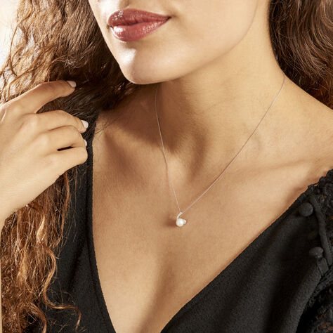 Collier Angel Or Blanc Perle De Culture Oxyde - Colliers Femme | Histoire d’Or