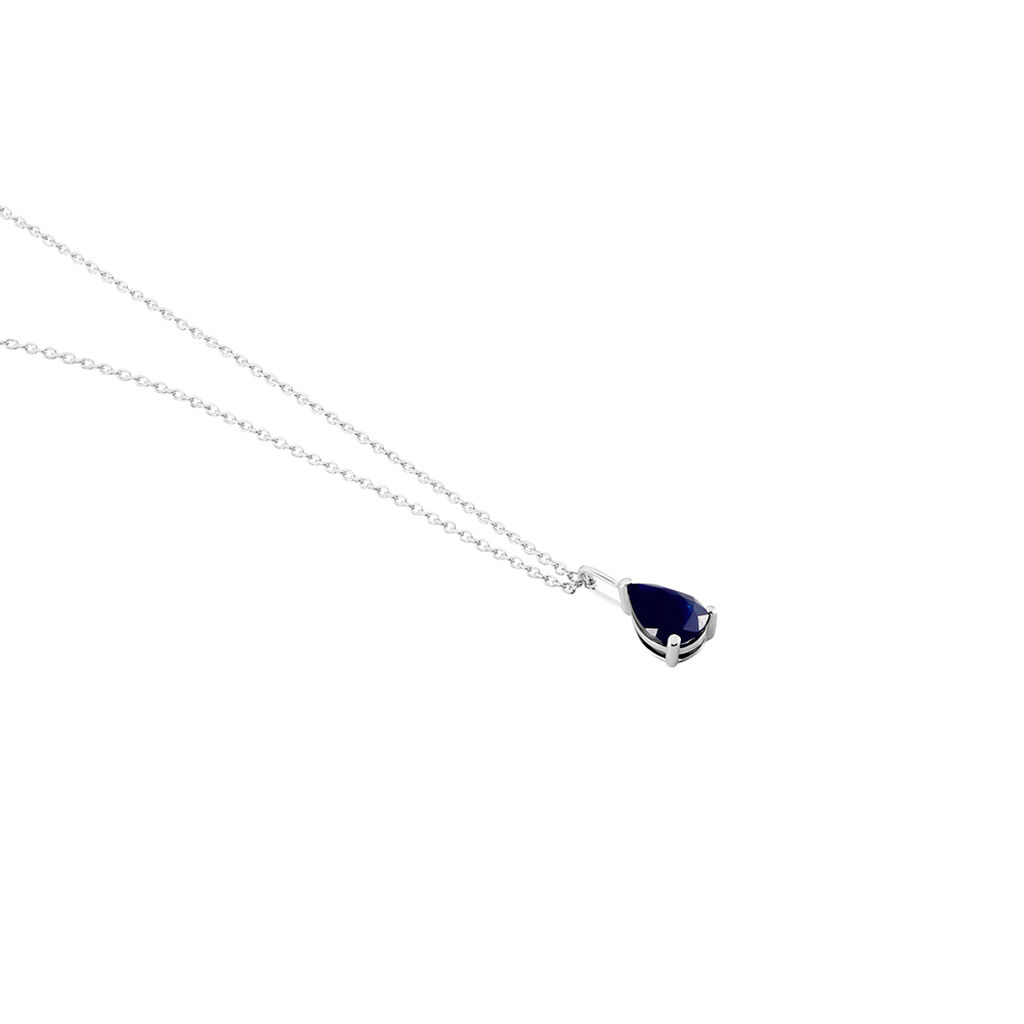 Collier Or Blanc Goutte Saphir - Colliers Femme | Histoire d’Or