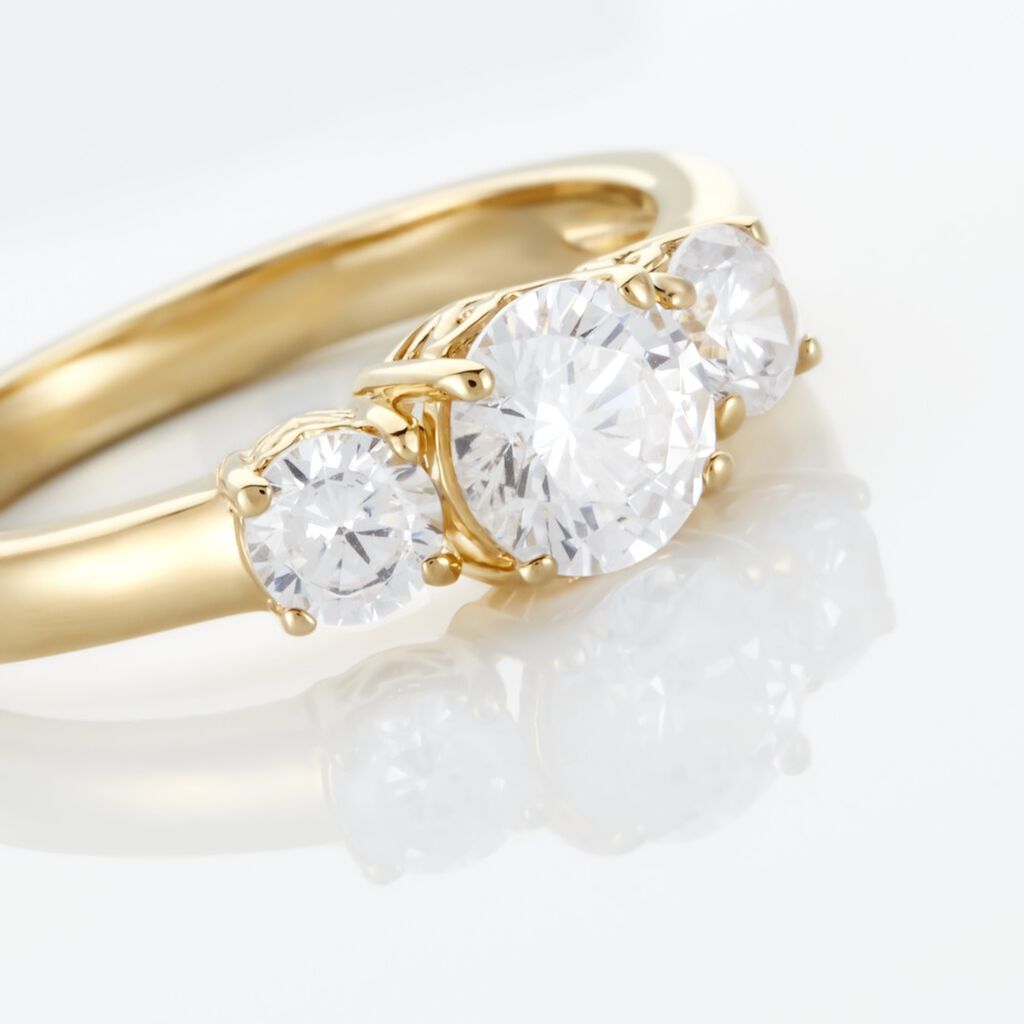 Bague Hilar Plaqu&eacute; Or Oxydes De Zirconium - Bagues solitaires Femme | Histoire d&rsquo;Or