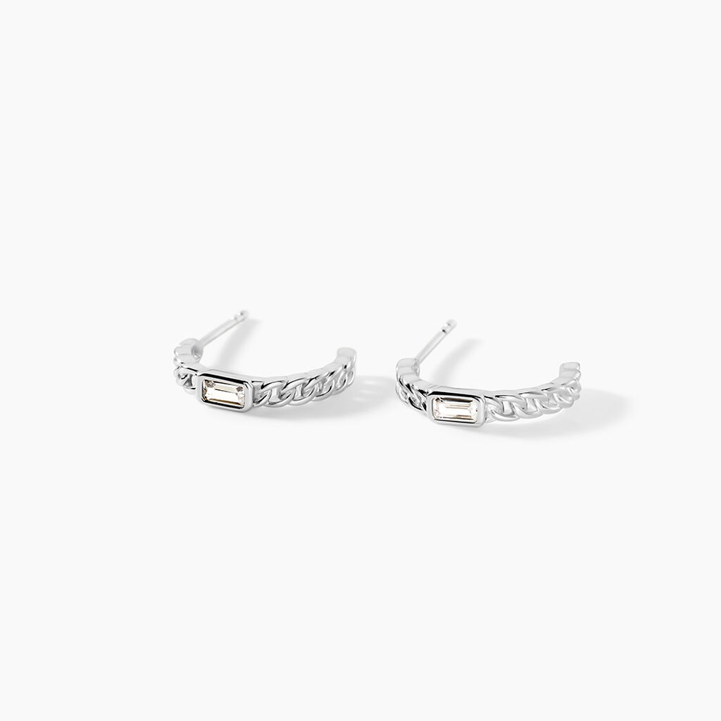Demi Cr&eacute;oles Eldi Argent Blanc Oxyde De Zirconium - Cr&eacute;oles fantaisie Femme | Histoire d&rsquo;Or