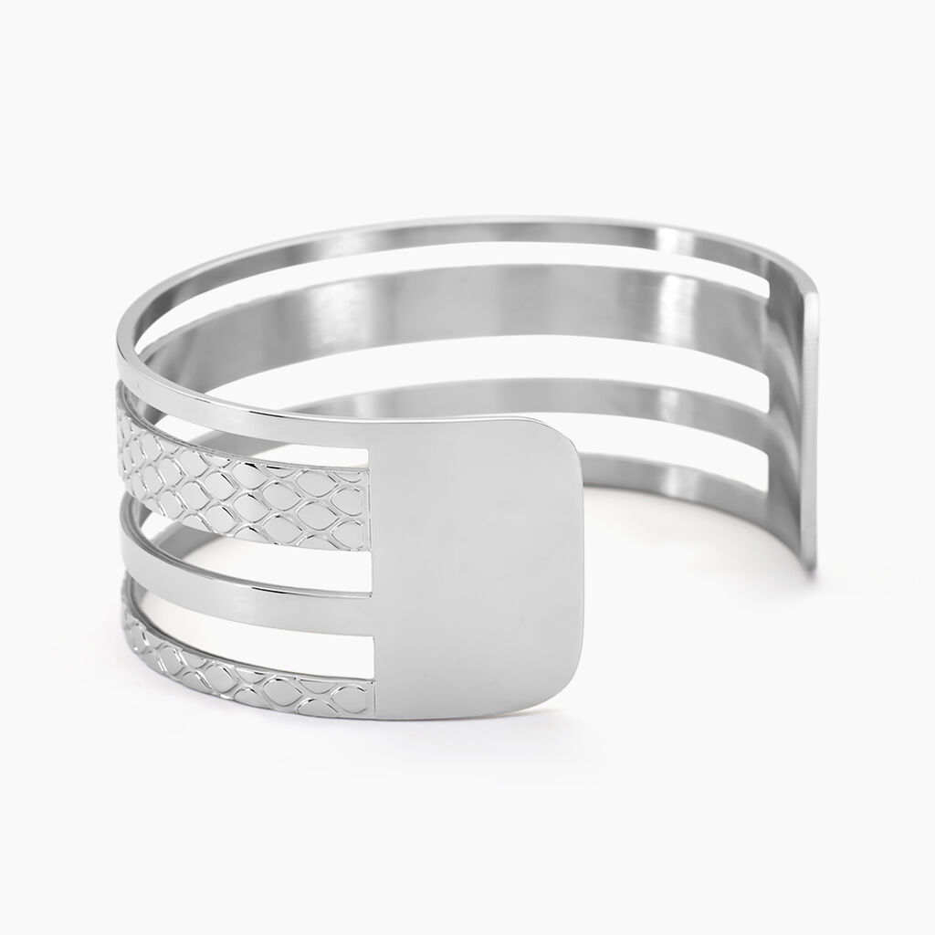 Bracelet Jonc Abram Acier Blanc - Bracelets joncs Femme | Histoire d&rsquo;Or