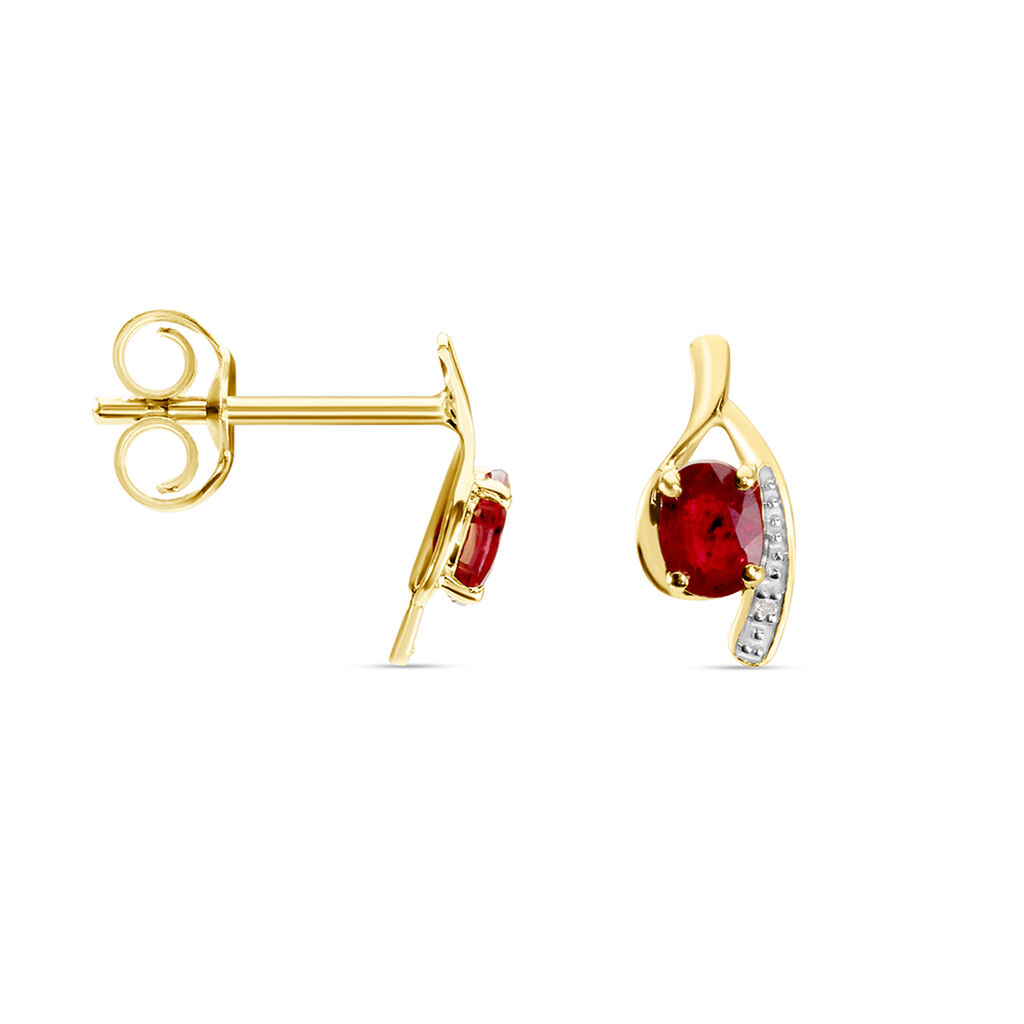 Bijoux D'oreilles Emotion Or Jaune Rubis Diamant - Clous d'oreilles Femme | Histoire d’Or