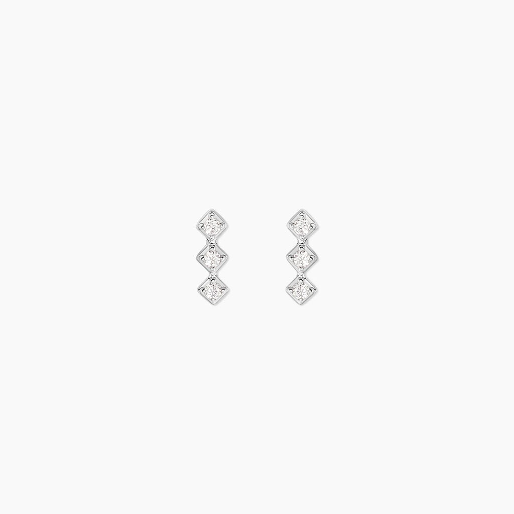 Boucles D'Oreilles Puces Sabia Argent Blanc Oxyde De Zirconium - Boucles d'oreilles fantaisie Femme | Histoire d&rsquo;Or