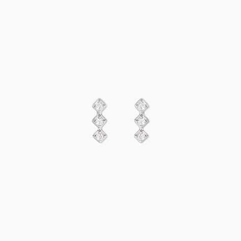 Boucles D'Oreilles Puces Sabia Argent Blanc Oxyde De Zirconium - Boucles d'oreilles fantaisie Femme | Histoire d&rsquo;Or