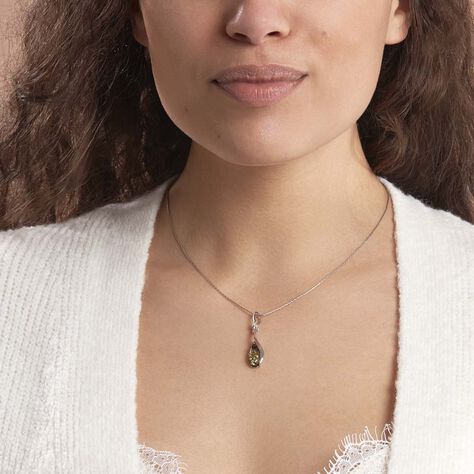 Collier Argent Blanc Odilon Ambre - Colliers fantaisie Femme | Histoire d’Or