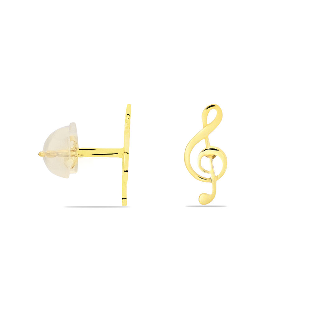 Boucles D'oreilles Puces Bayram Musique Or Jaune - Clous d'oreilles Femme | Histoire d’Or