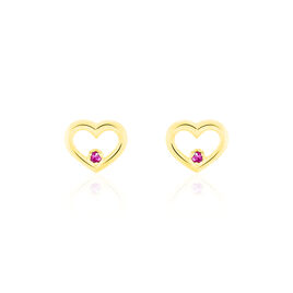 Boucles D'oreilles Puces Martella Or Jaune Rubis - Clous d'oreilles Femme | Histoire d’Or