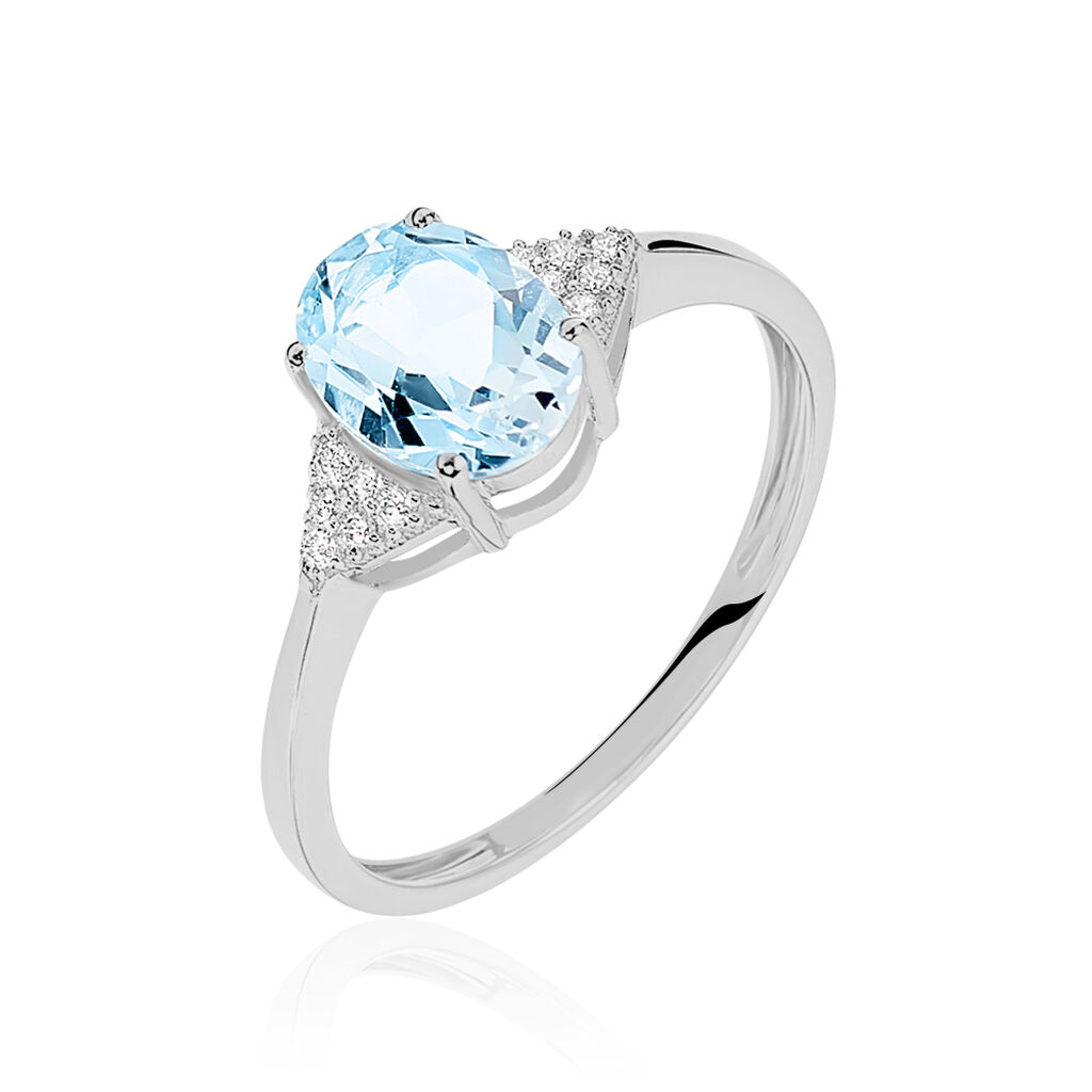 Bague Andreani Or Blanc Topaze Et Oxyde De Zirconium - Bagues solitaires Femme | Histoire d&rsquo;Or