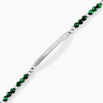 Bracelet Identit&eacute; Acier Blanc Boules Sebastino Agate - Bracelets Lithoth&eacute;rapie Homme | Histoire d&rsquo;Or