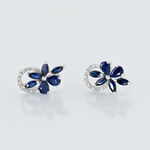 Boucles D'oreilles Puces Bouquet Or Blanc Saphir Et Diamant - Clous d'oreilles Femme | Histoire d&rsquo;Or