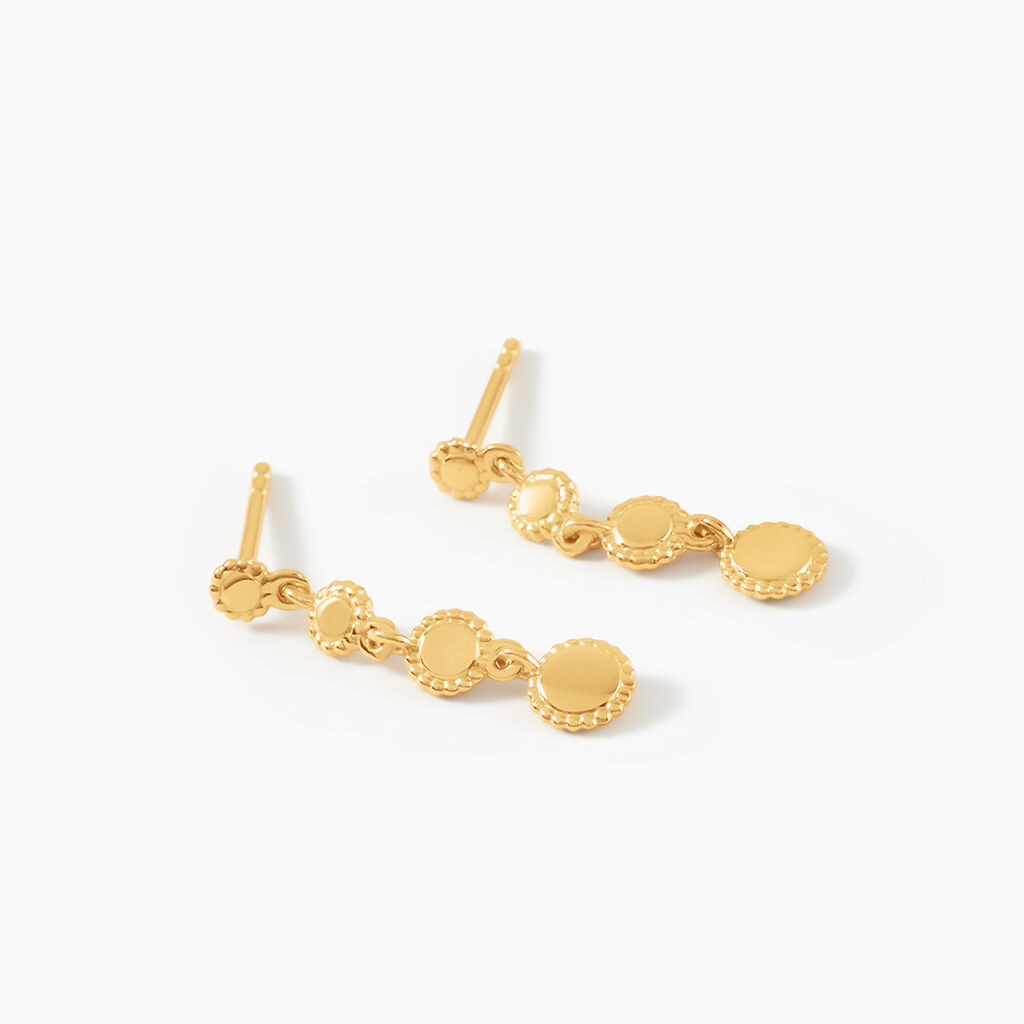 Boucles D'Oreilles Pendantes Fedelina Argent Dor&eacute; A L'Or 750/1000 - Boucles d'oreilles fantaisie Femme | Histoire d&rsquo;Or