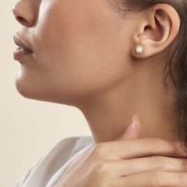 Boucles D'oreilles Puces Grizel Or Jaune Perle De Culture Et Oxyde - Clous d'oreilles Femme | Histoire d’Or