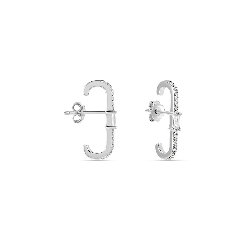 Boucles D'oreilles Puces Mabella Argent Blanc Oxyde De Zirconium - Boucles d'oreilles fantaisie Femme | Histoire d&rsquo;Or
