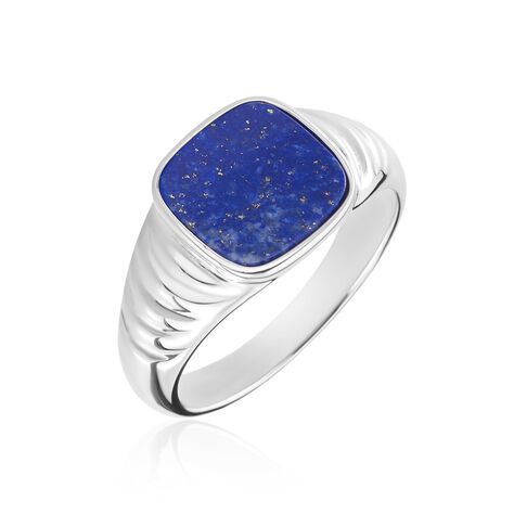 Chevalière Argent Blanc Calisto Lapis Lazuli - Bagues solitaires Homme | Histoire d’Or