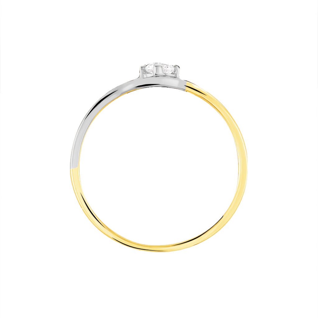 Bague Croise Or Bicolore Oxyde De Zirconium - Bagues solitaires Femme | Histoire d’Or