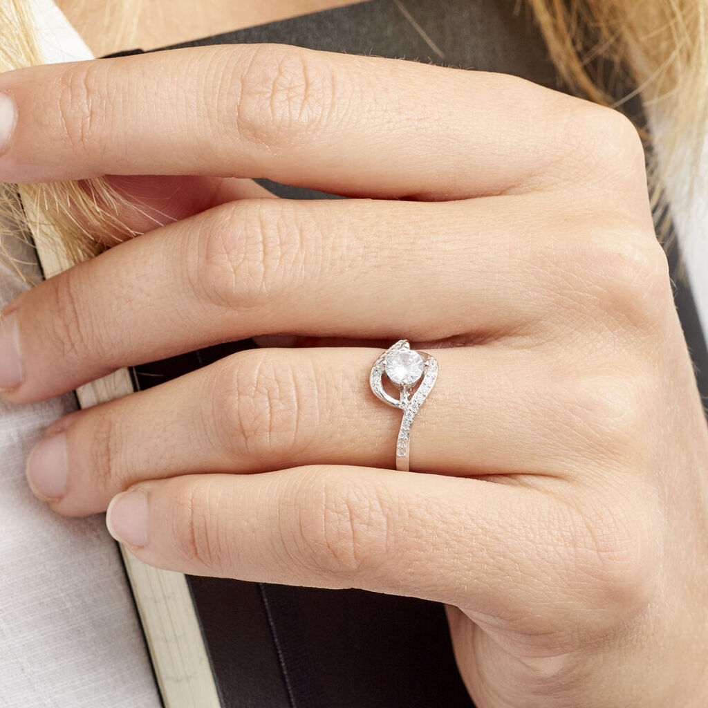 Bague Lines Argent Blanc Oxyde De Zirconium - Bagues solitaires Femme | Histoire d’Or