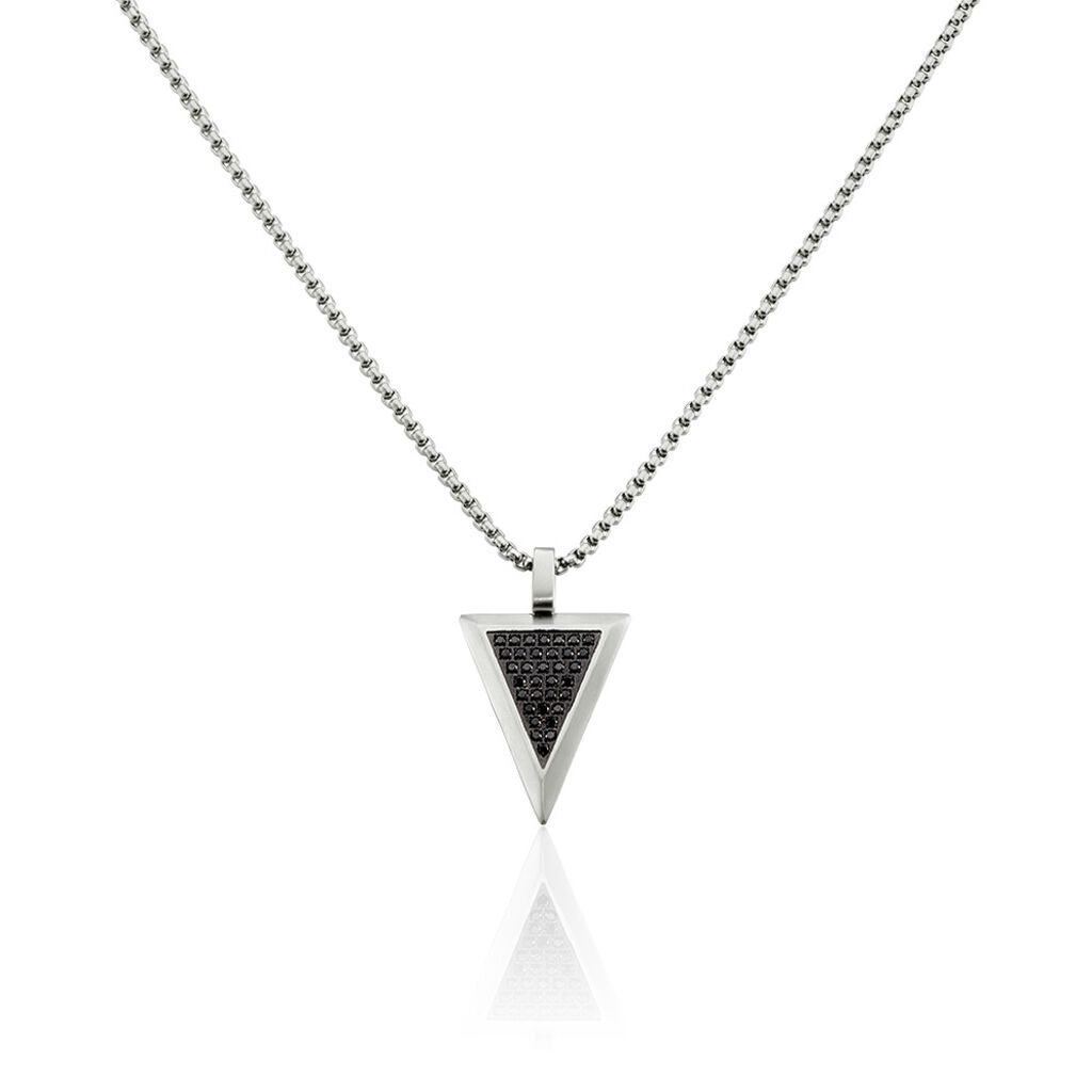 Collier Acier Blanc Stans Oxydes De Zirconium - Colliers fantaisie Homme | Histoire d’Or