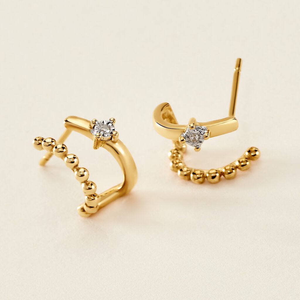 Boucles D'oreilles Pearly Effect Or Jaune Diamant - Boucles d'oreilles cr&eacute;oles Femme | Histoire d&rsquo;Or