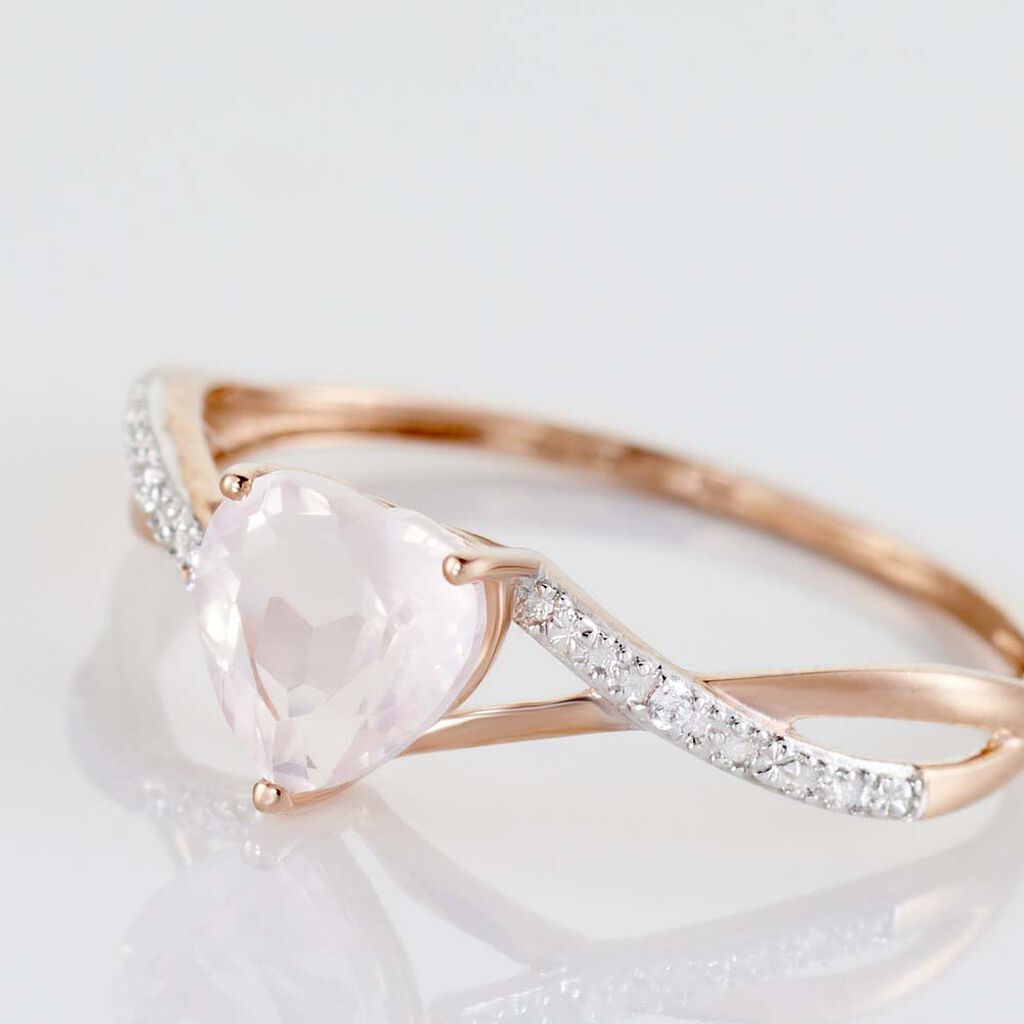 Bague Clothilde Or Rose Quartz Et Oxyde - Bagues avec pierre Femme | Histoire d&rsquo;Or