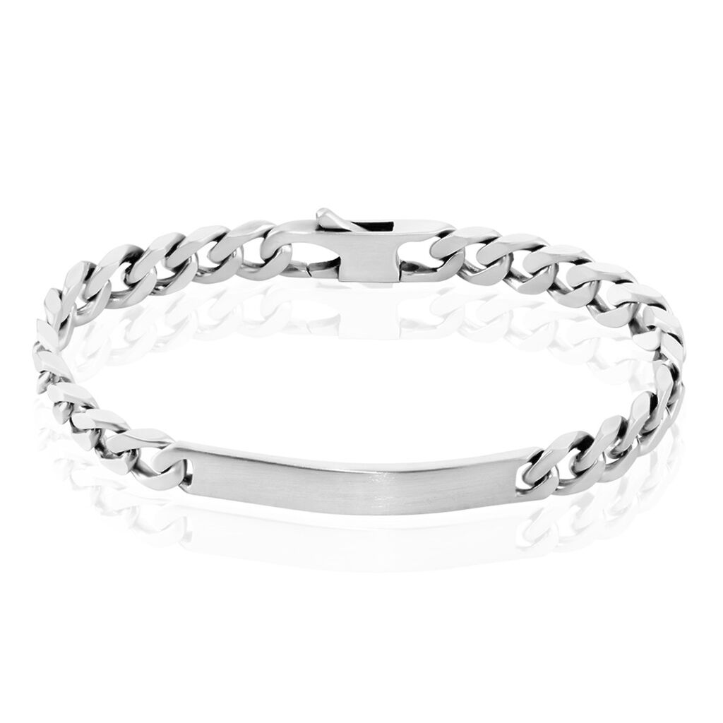 Bracelet Identit&eacute; Casper Maille Gourmette Argent Blanc - Gourmettes Homme | Histoire d&rsquo;Or