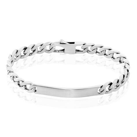 Bracelet Identit&eacute; Casper Maille Gourmette Argent Blanc - Gourmettes Homme | Histoire d&rsquo;Or