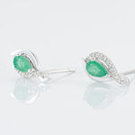 Boucles D'oreilles Puces Angelika Or Blanc Emeraude Et Diamant - Clous d'oreilles Femme | Histoire d&rsquo;Or