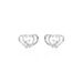 Boucles D'oreilles Puces Daria Double Coeurs Or Blanc Oxyde - Clous d'oreilles Femme | Histoire d’Or