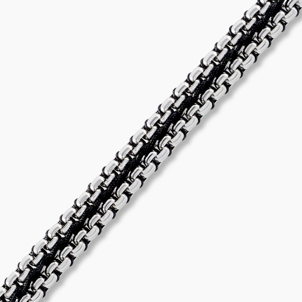 Bracelet Dilhan Acier Blanc - Bracelets cordon Homme | Histoire d&rsquo;Or