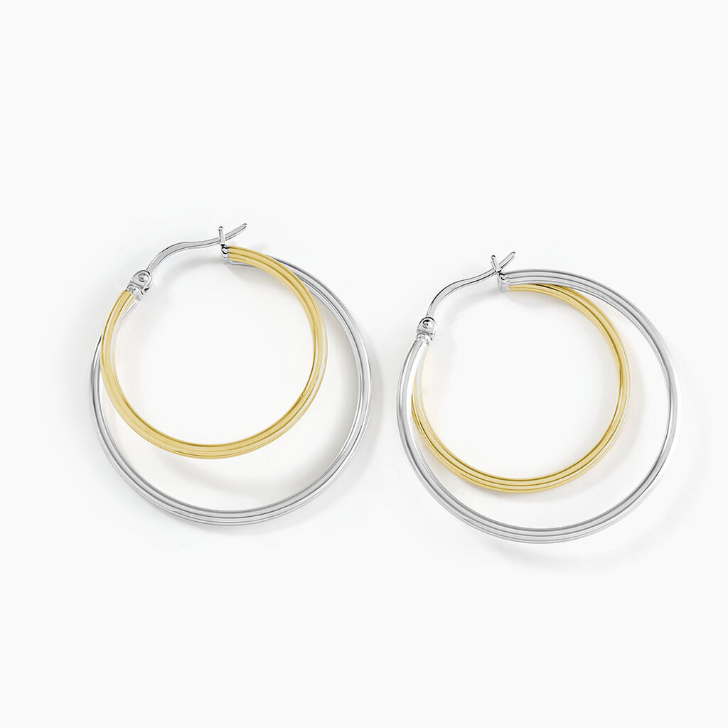 Cr&eacute;oles Adisson Acier Bicolore - Boucles d'oreilles cr&eacute;oles Femme | Histoire d&rsquo;Or