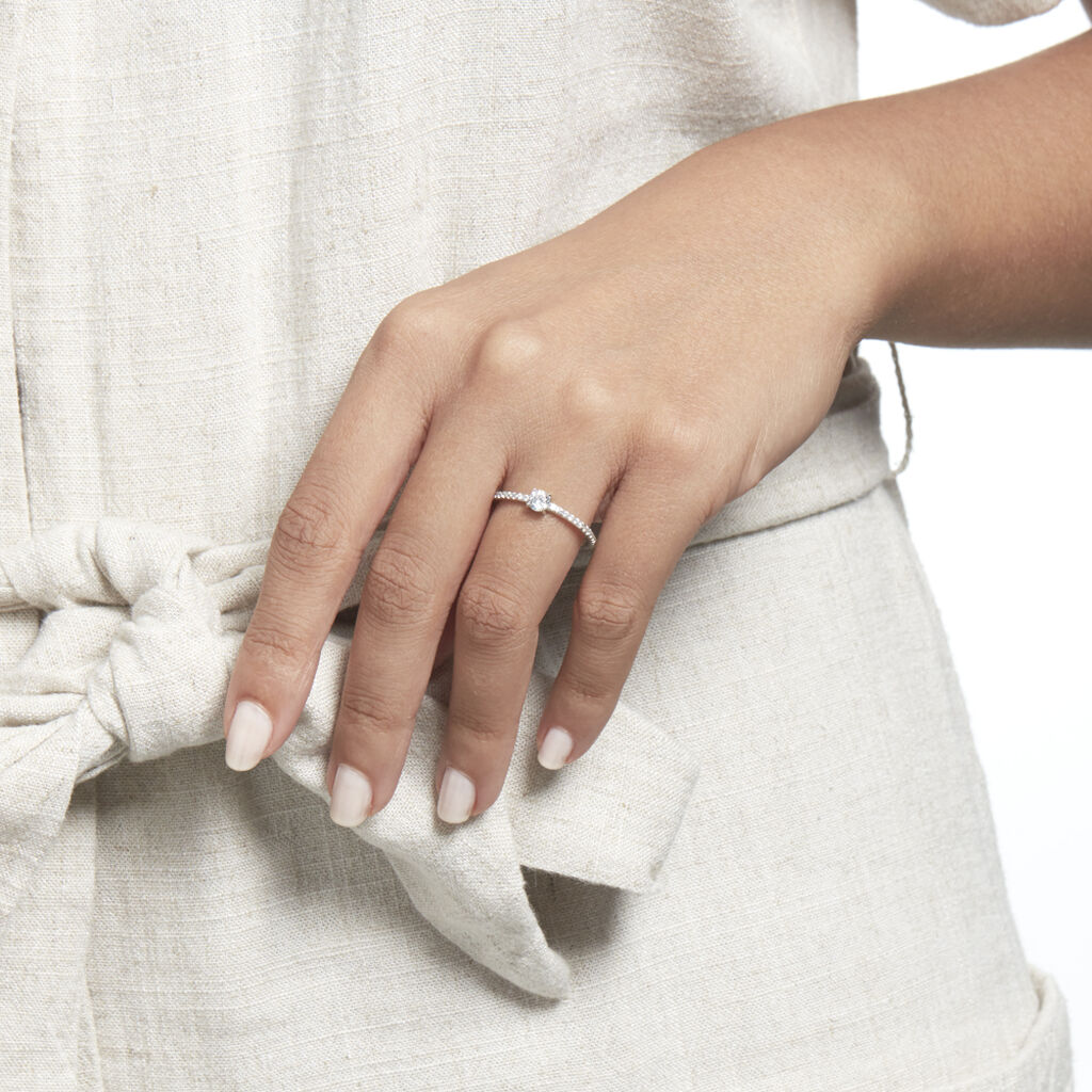 Bague Solitaire Ursi Argent Blanc Oxyde De Zirconium - Bagues solitaires Femme | Histoire d’Or